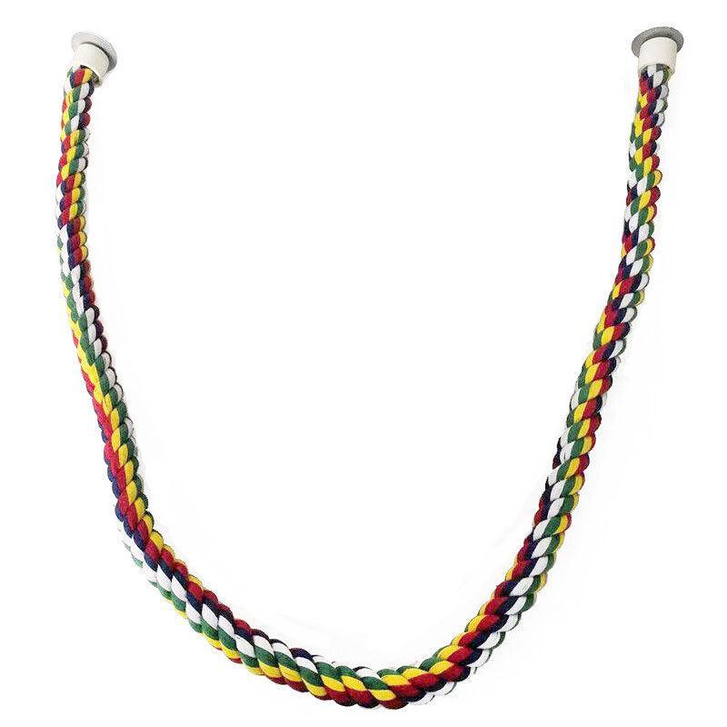 Parrot Rope Perch Colourful Bird Cage Toy Cotton Bungee Swing for Pet Birds - 60CM - Macaw And Friends