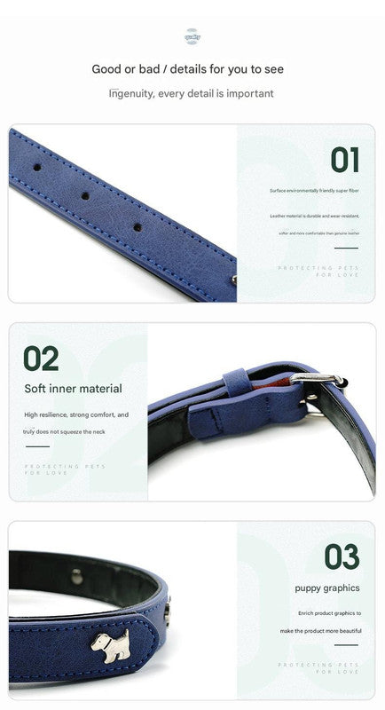 2 PCS Red Soft Leather Dog Collar - Adjustable & Durable for Medium/Large Dogs M-(58*2.5cm) - Macaw And Friends