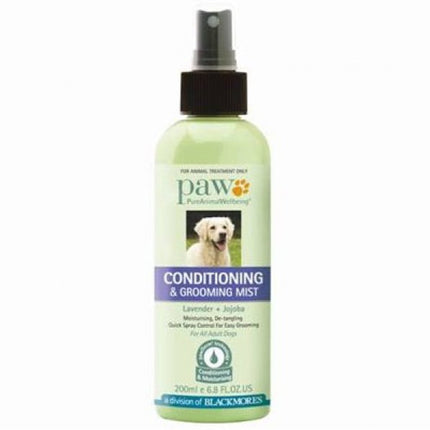 Macaw and Friends PAW LAV Groom Mist 200ml bottle with spray nozzle, designed for pet grooming and care.