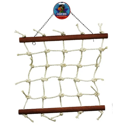 Large Cheeky Bird Natural Rope Lattice from Macaw And Friends, a durable bird cage accessory with woven rope design for small to large birds.