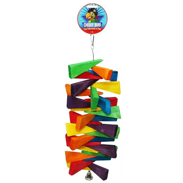 Colorful Cheeky Bird Triangle Spiral by Macaw And Friends, a fun bird cage accessory with a spiral design for pet birds.