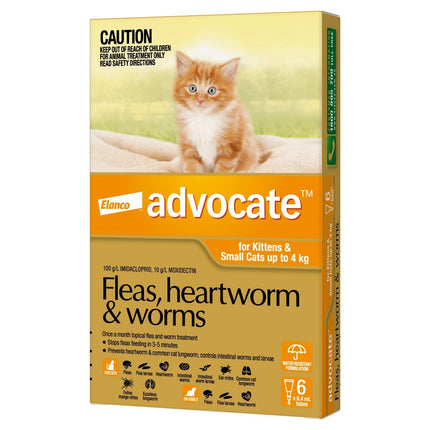 Macaw And Friends Advocate flea and wormer spot-on for cats under 4kg, three-pack treatment for small kittens and cats.