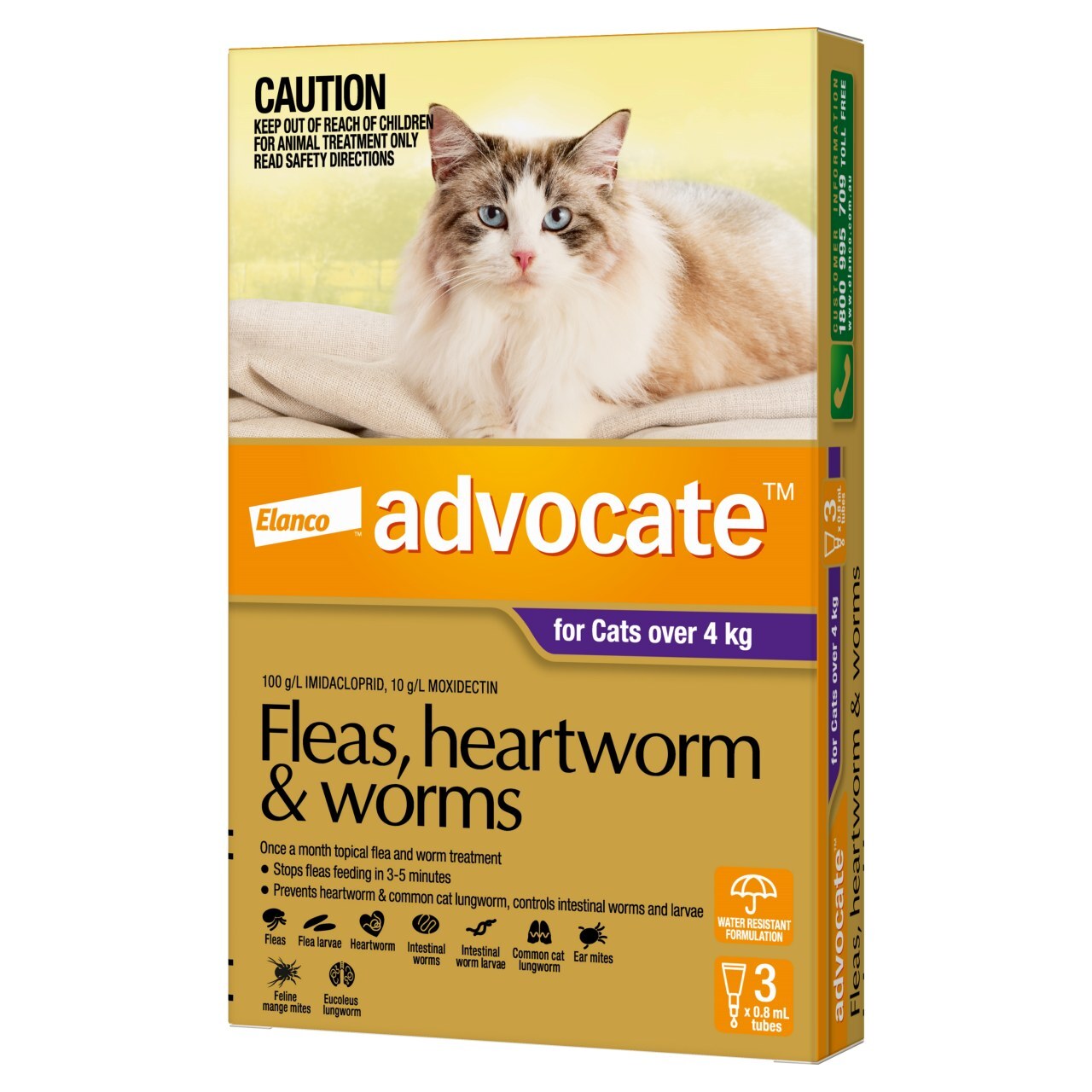 Advocate Flea & Wormer Spot on for Cats over 4kg - 3-Pack - Macaw And Friends