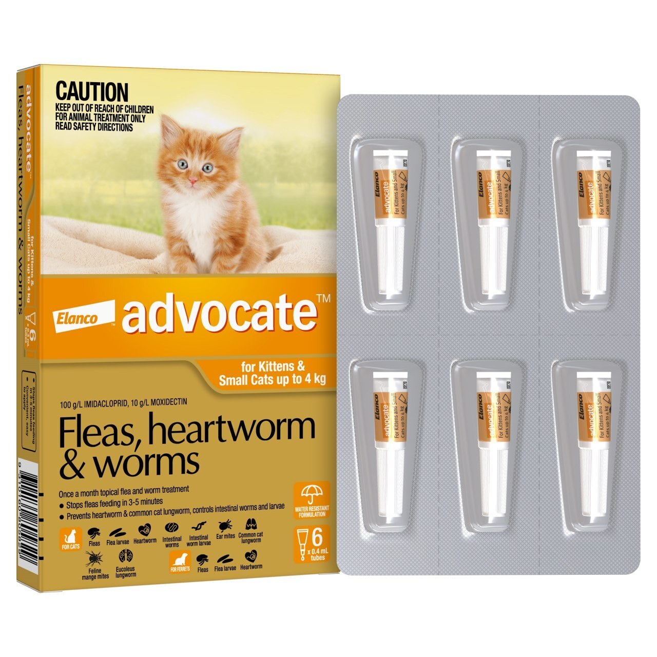 Advocate Flea & Wormer Spot on for Cats under 4kg - 6-Pack - Macaw And Friends