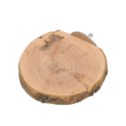 Macaw And Friends Beak Joy Birdie apple wood platform for bird cages, providing a natural perch for pet birds.