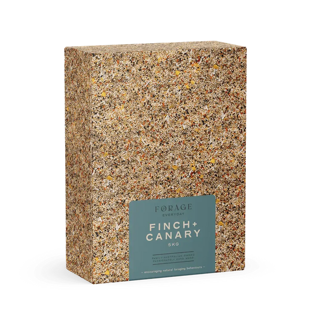 Forage Everyday Canary & Finch 5kg bird food in a bag, suitable for small pet birds like canaries and finches.