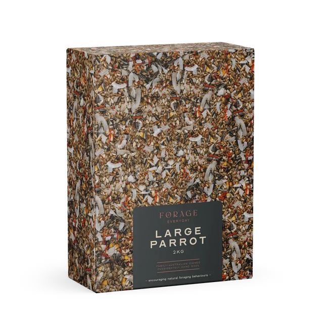 Large Forage Everyday Bird Parrot Feed by Macaw and Friends, 2kg bag, suitable for pet parrots in bird cage accessories.