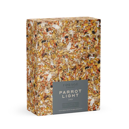Forage Everyday Parrot Light 2kg in a bird cage, bird care accessory by Macaw And Friends for healthy bird nutrition.