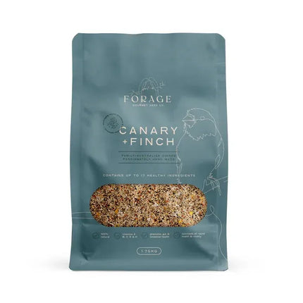 Forage Gourmet Canary & Finch bird food in 1.75kg bag by Macaw And Friends, suitable for canaries and finches.