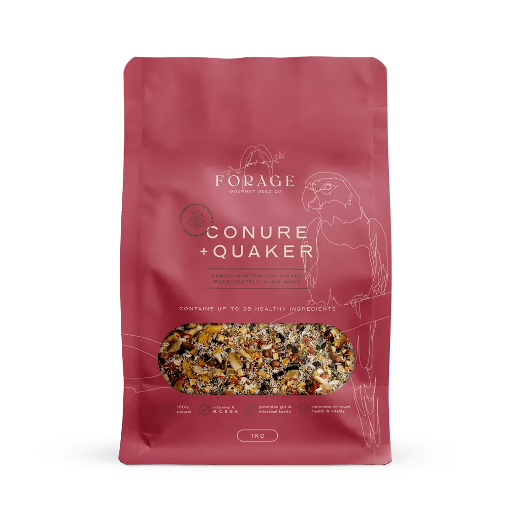 FORAGE Gourmet Conure &amp; Quaker Mix 1kg - Macaw And Friends