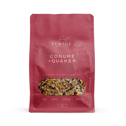 FORAGE Gourmet Conure &amp; Quaker Mix 1kg - Macaw And Friends
