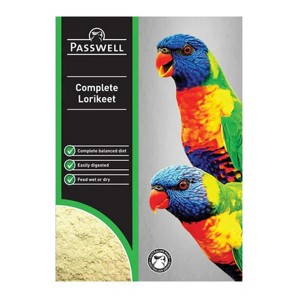 Passwell Complete Lorikeet 10kg bird food bag from Macaw And Friends, suitable for lorikeets and other small parrots.