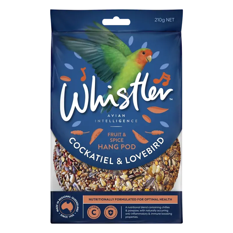 Whistler Cockatiel & Lovebird Pod Fruit&Spice 210G 8 Pack