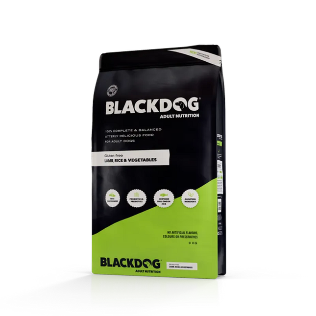 Black adult dog food by Macaw And Friends featuring lamb, rice, and vegetables in a balanced, nutritious pet meal.