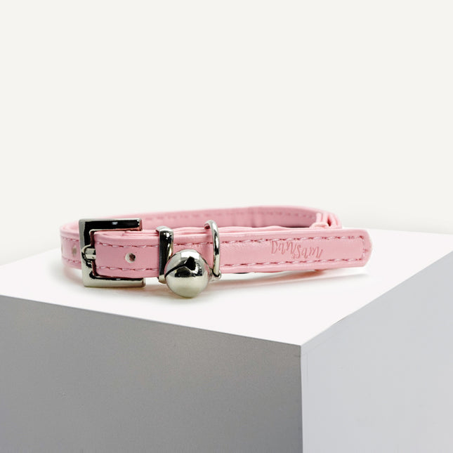 Dan & Sam blush vegan leather cat collar with a sleek design, suitable for stylish and comfortable pet care.