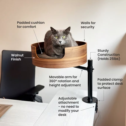Macaw and Friends Desk Nest Cat Bed with cozy, cushioned interior designed for comfortable lounging on desks.