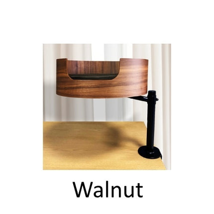Walnut Desk Nest Cat Bed by Macaw And Friends, cozy and compact bed designed for cats to rest comfortably on desks.