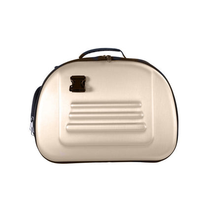Beige Ibiyaya Classic EVA collapsible pet carrier by Macaw And Friends, shown in a folded and expanded view for easy transport.