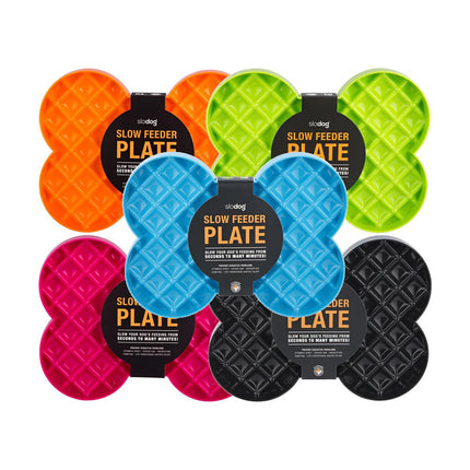 Bone-shaped slow food bowl for medium and large dogs by SloDog, designed to promote chewing and slow feeding.