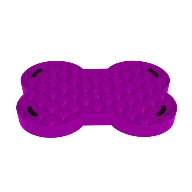 Bone-shaped slow food bowl for medium and large dogs by SloDog from Macaw And Friends, featuring durable, non-slip design.