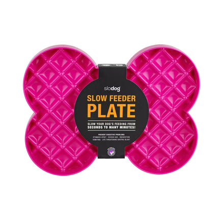 Bone-shaped slow food bowl for medium and large dogs by SloDog, designed to slow eating and promote dental health.