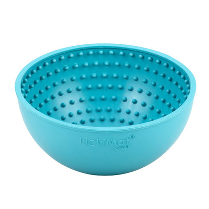 Macaw and Friends LickiMat Wobble slow food bowl for dogs with textured surface for interactive feeding and mental stimulation.