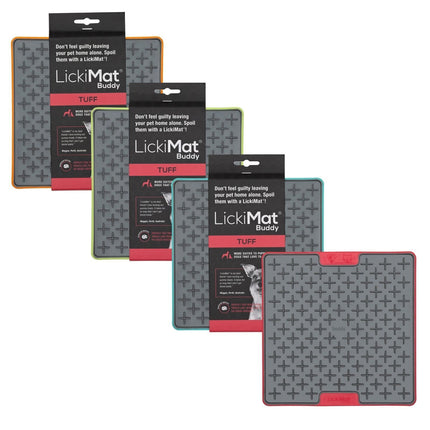 LickiMat Buddy Tuff Slow Food Bowl for pets, made by Macaw And Friends, shown with textured surface and durable design.