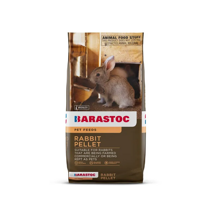 Macaw And Friends Barastoc Rabbit Pellets 20kg bag with textured pellets for rabbit feed.
