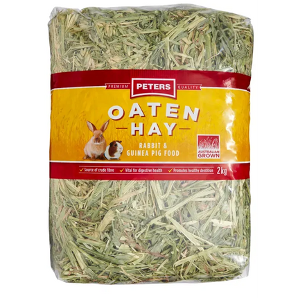 Macaw and Friends Peters Oaten Hay 2kg bag, fresh and green, ideal for feeding pet birds like parrots and finches.