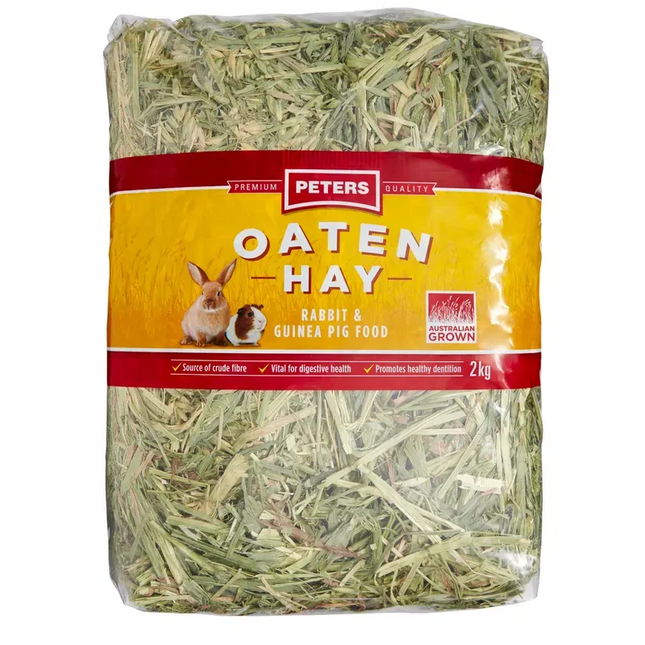 Macaw and Friends Peters Oaten Hay 2kg bag, fresh and green, ideal for feeding pet birds like parrots and finches.
