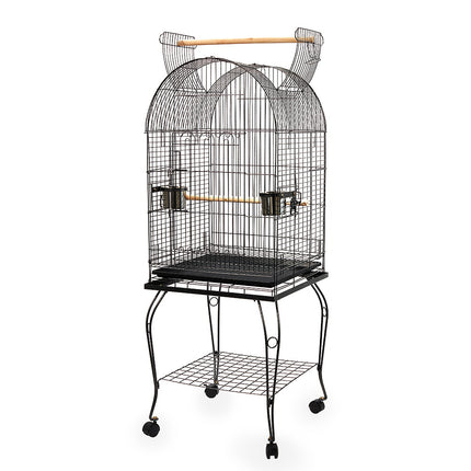 Large black Macaw and Friends bird cage, 150cm aviary with spacious bars and perches for pet birds.