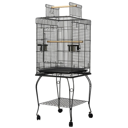 Large black i.Pet Bird Cage by Macaw And Friends, 145cm tall aviary with spacious design for pet birds.