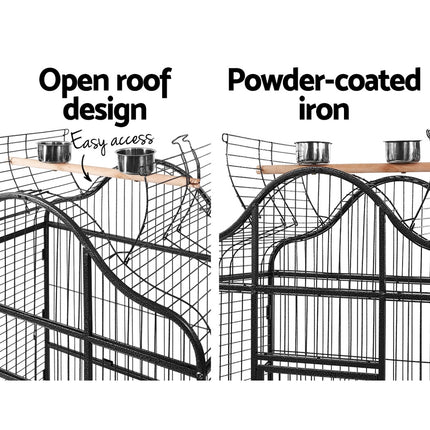 Large Macaw and Friends bird cage, 168cm tall aviary with spacious metal bars and a sturdy stand, ideal for pet birds.