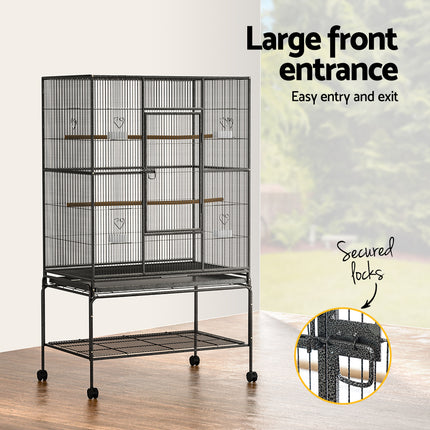 Large Macaw and Friends bird cage, 138cm aviary with spacious metal bars and door for pet bird care and easy access.