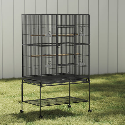 Large Macaw and Friends bird cage, 138cm tall, spacious aviary with perches and feeding stations for pet birds.