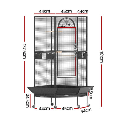 i.Pet Bird Cage Large Jumbo Aviary Budgie Perch Cage Parrot Stand Wheels Corner - Macaw And Friends