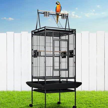 Large Macaw and Friends bird cage, 173cm tall, spacious aviary with multiple perches and access doors for pet birds.