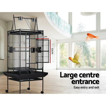 Large Macaw and Friends bird cage, 173cm tall aviary with spacious metal bars and perches for pet birds.