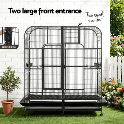 i.Pet Bird Cage Extra Large Aviary 185cm Pet Parrot Cage Castor Wheel Removable Divider - Macaw And Friends