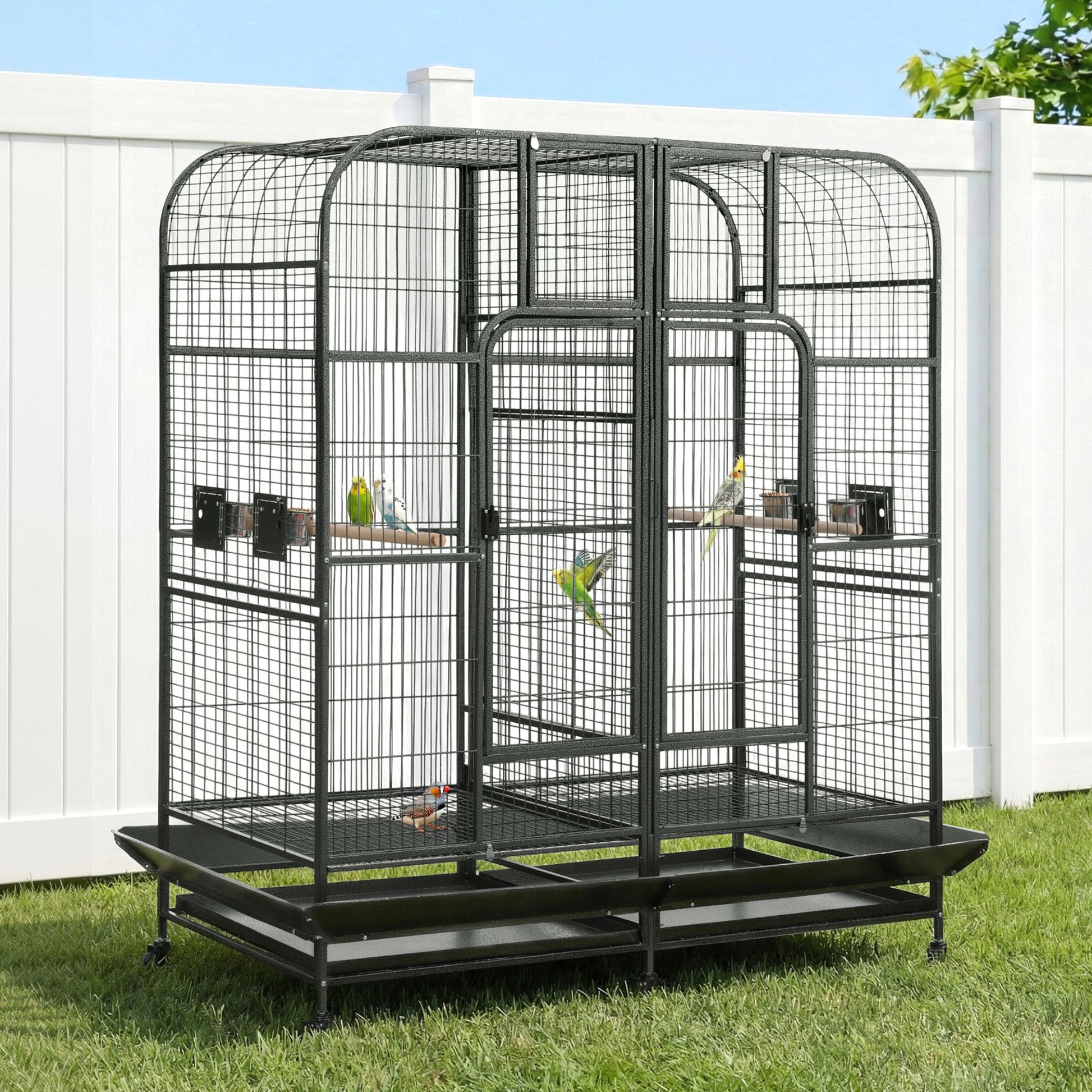 i.Pet Bird Cage Extra Large Aviary 185cm Pet Parrot Cage Castor Wheel Removable Divider - Macaw And Friends