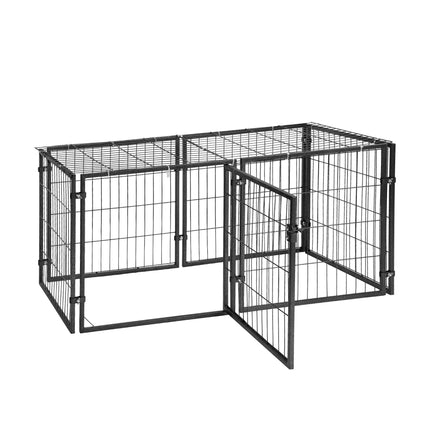 Large black Macaw and Friends dog crate cage with 129cm height, suitable for puppies, pet enclosure, and dog playpen.