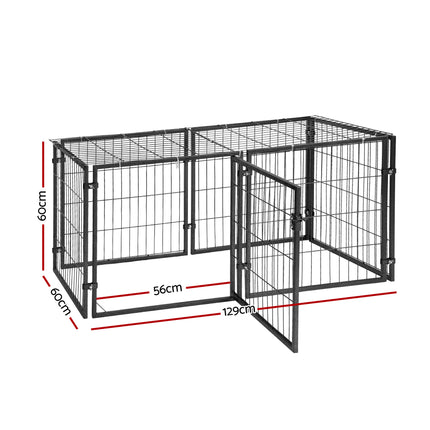 Large black dog crate cage by Macaw and Friends, 129cm puppy playpen and pet enclosure for safe dog containment.