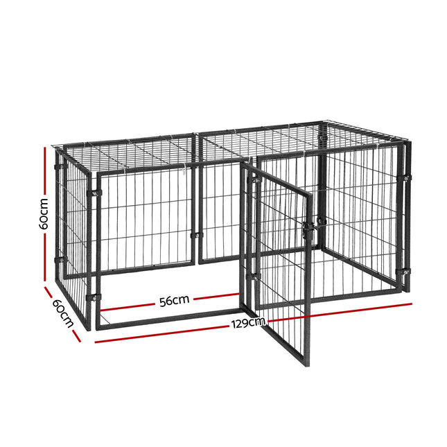 Large black dog crate cage by Macaw and Friends, 129cm puppy playpen and pet enclosure for safe dog containment.