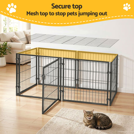 Large black dog crate cage by Macaw and Friends, 129cm puppy playpen and pet enclosure for safe dog containment.