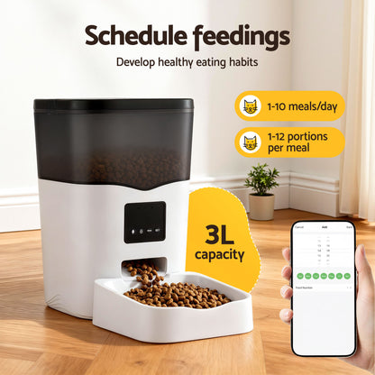 i.Pet Automatic Pet Feeder Dog Cat Feeder Wifi 3L Auto Smart Food Dispenser - Macaw And Friends