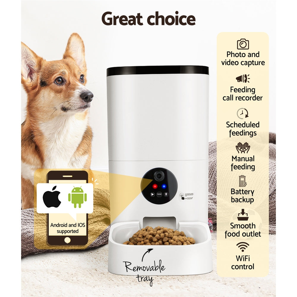 i.Pet Automatic Pet Feeder 6L Wifi Camera Dog Cat Smart Food Dispenser Timer - Macaw And Friends