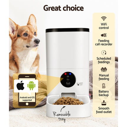 Macaw and Friends i.Pet automatic 6L WiFi pet feeder for dogs and cats with smart timer and food dispensing functionality.