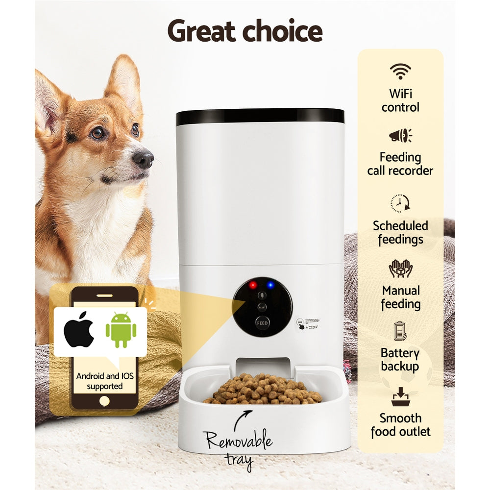 i.Pet Automatic Pet Feeder 6L Wifi Auto Dog Cat Smart Food Dispenser Timer - Macaw And Friends