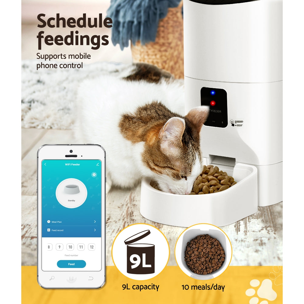 i.Pet Automatic Pet Feeder 9L Wifi Auto Dog Cat Feeder Smart Food Dispenser Timer - Macaw And Friends