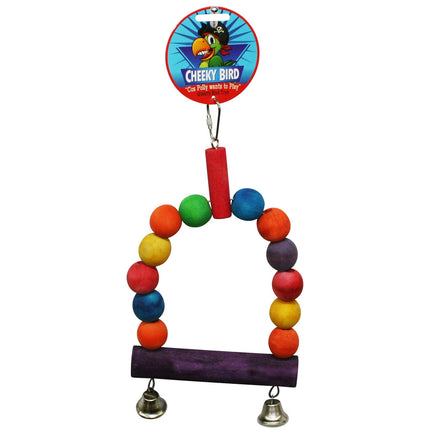 Wooden ball swing for birds from Macaw And Friends Cheeky Bird collection, designed as a playful bird toy for small to medium parrots.